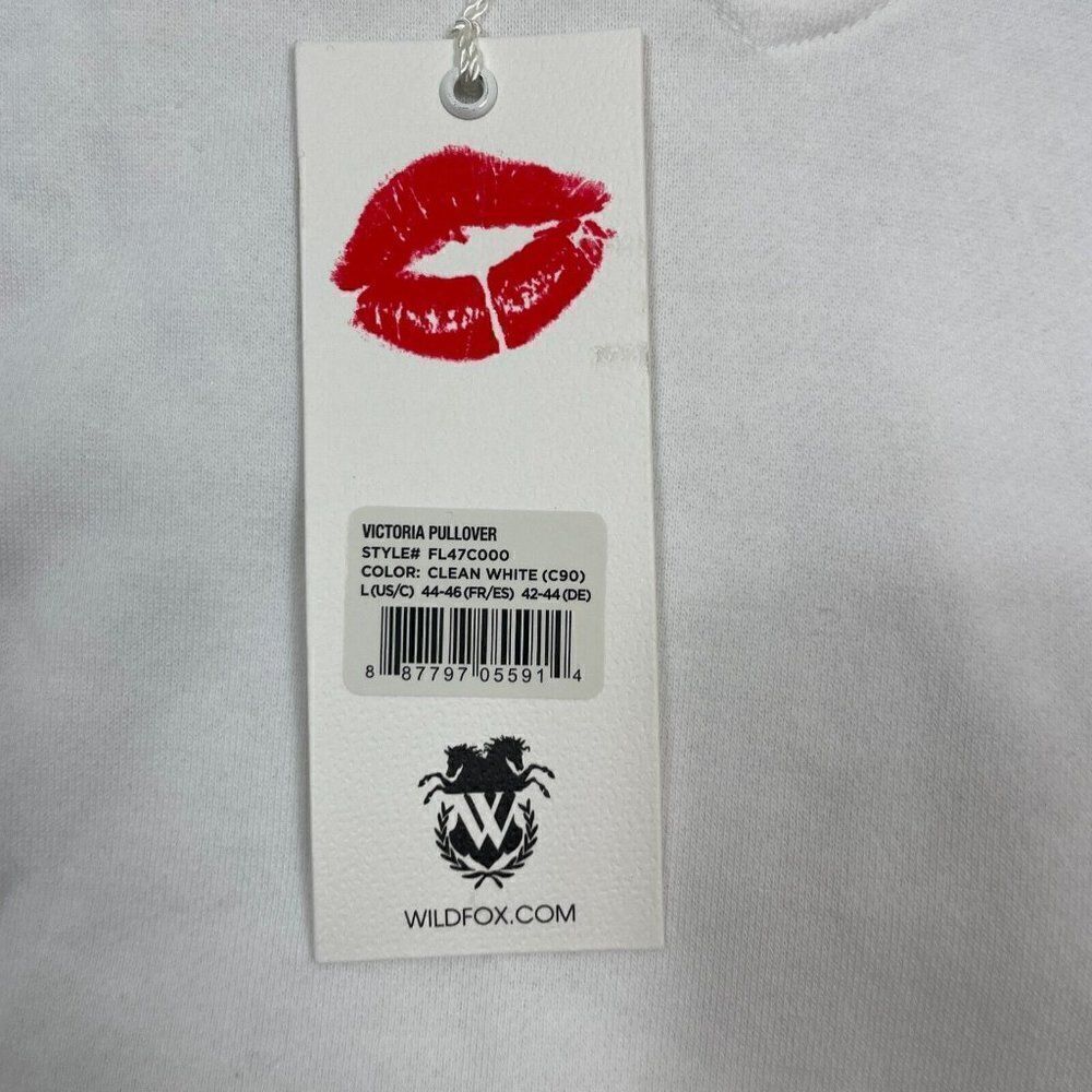 WILDFOX Victoria Pullover Sweater Womens Large‎ White V Neck High Low Fleece - Picture 4 of 6